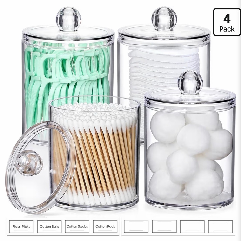 Clear Acrylic Bathroom Storage Canister Set - 4 Pack
